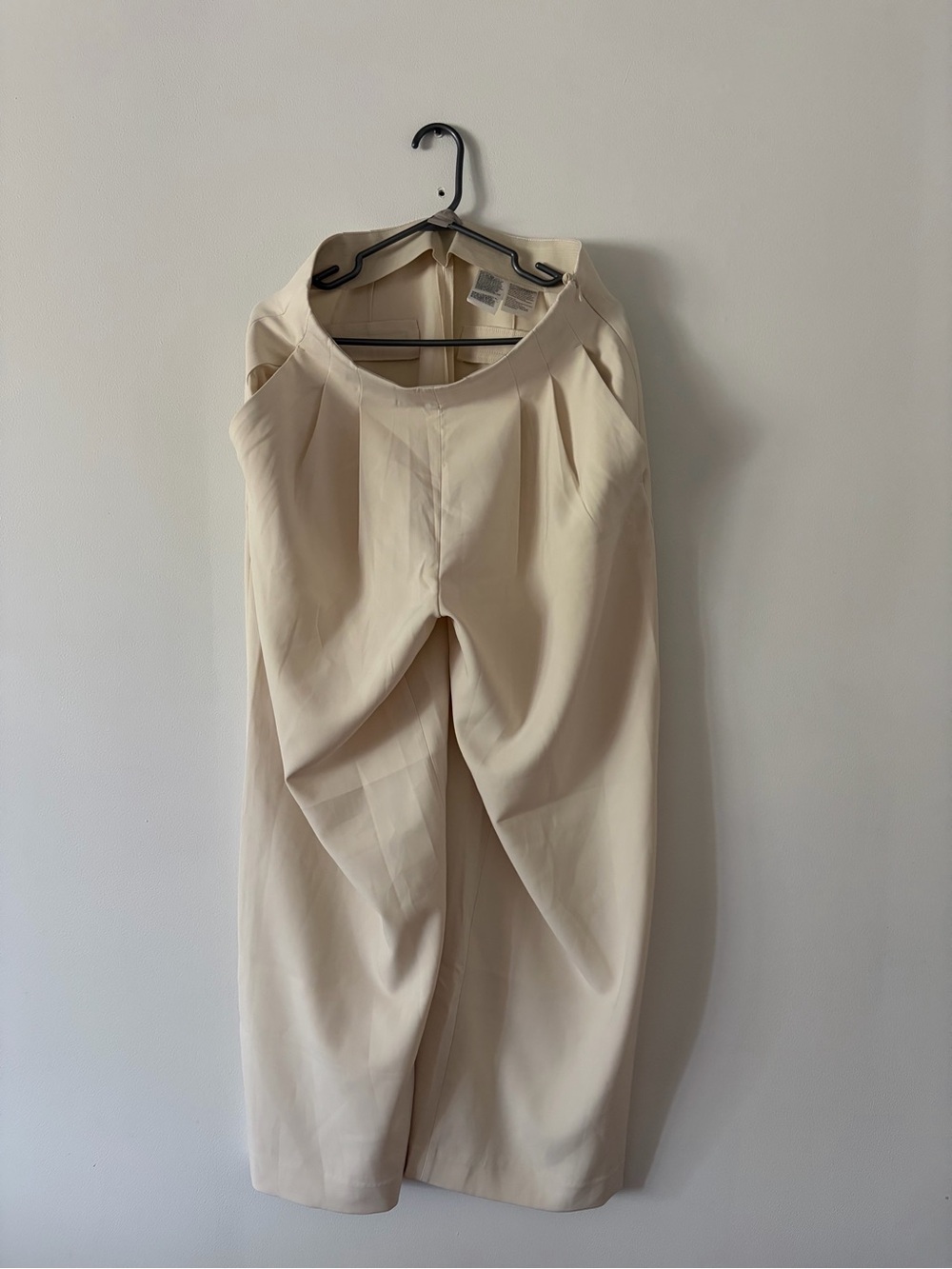 H&M Cream Wide-Leg High-Rise Trousers